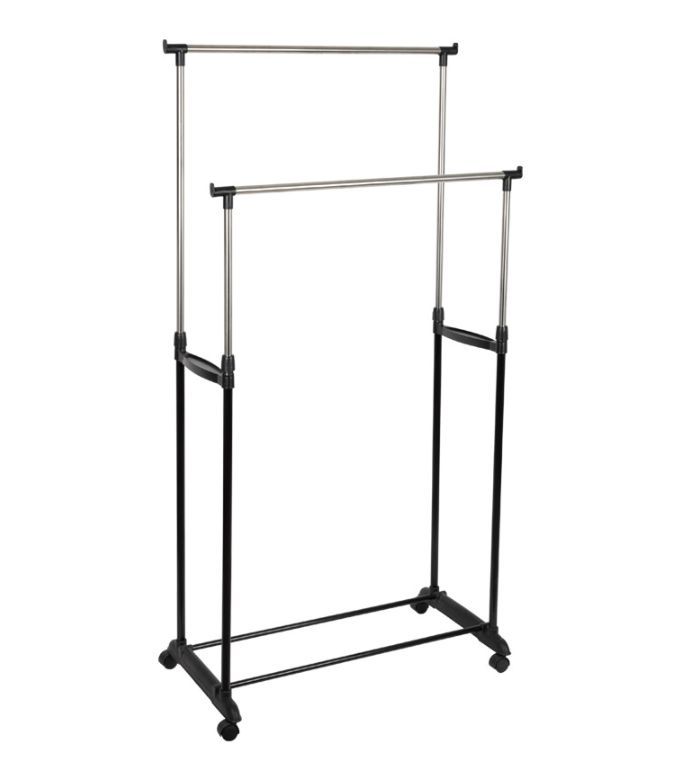 Вешалка напольная CR465 на колёсах 2 перекладины, размер: 81*42*96*170 см (312172)