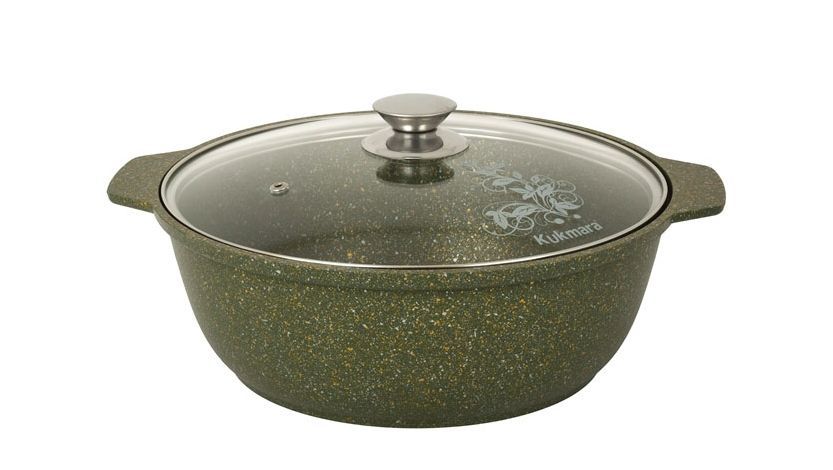 Жаровня "КУКМОР" ж31tsml а/пр литая 3,0л стекл/кр Trendy style malachite