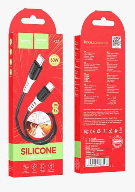 Кабель "Hoco" (6931474768599) X82 Silicone Charging Type-C (m) - Type-C (m) 1.0m - черный