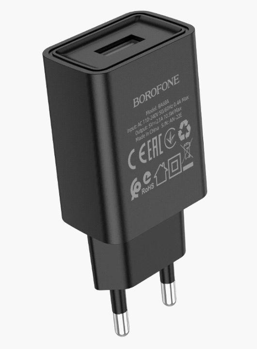 ЗУ "Borofone" (6974443385663) BA68A Glacier 1USB (черный)