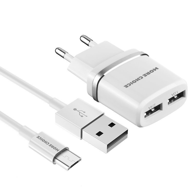 СЗУ "MORE CHOICE" (4627151190143) NC22m СЗУ 2USB 2.4A для micro USB White