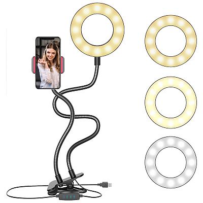 Кольцевая светодиодная лампа "Energy" EM-010 Pro на прищепке 103376