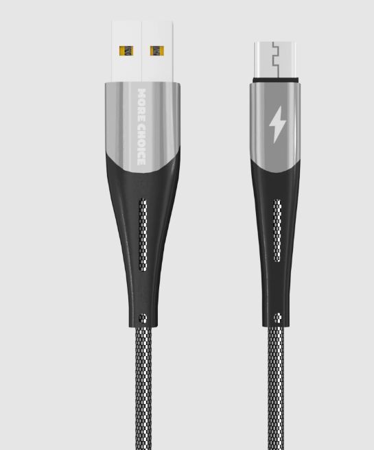 Кабель "MORE CHOICE" (4627151198095) K41Sm USB (m)-microUSB (m) 3.0А 1.0м - серебро/черный