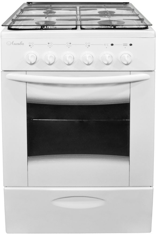 Комбинированная плита "Лысьва" ЭГ 4к01 МС-2у белая, со стеклянной крышкой