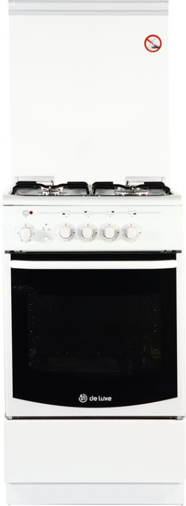 Комбинированная плита "De Luxe" 506040.01гэ кр. белая стеклянная крышка