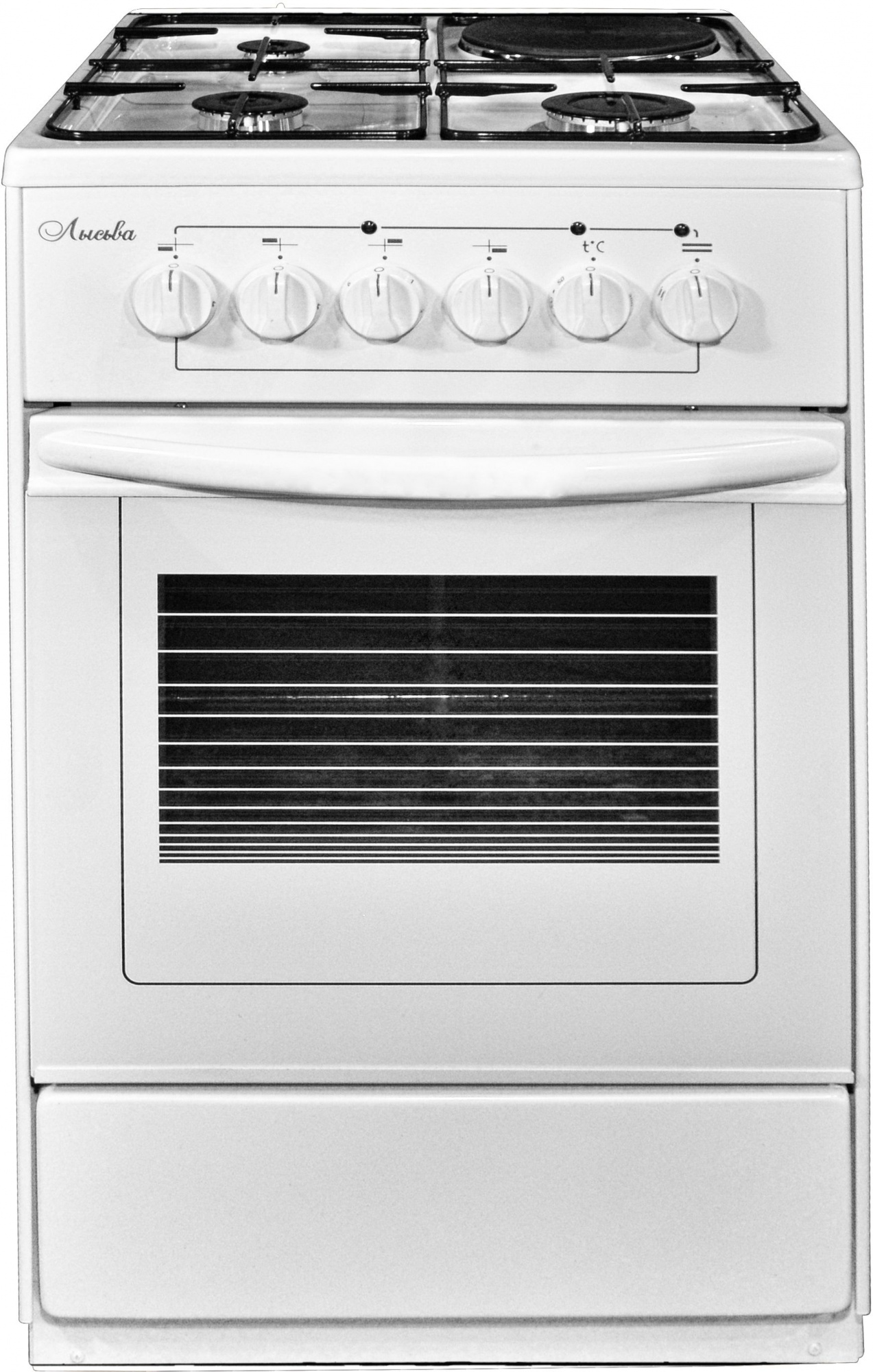 Комбинированная плита "Лысьва" ЭГ 1/3г01 СТ-2у белый (без крышки) решетки сталь