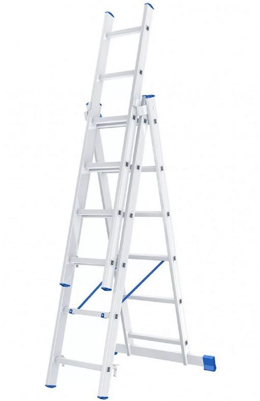 Лестница "СИБРТЕХ"  3 х 7 ступеней, алюминиевая, трехсекционная