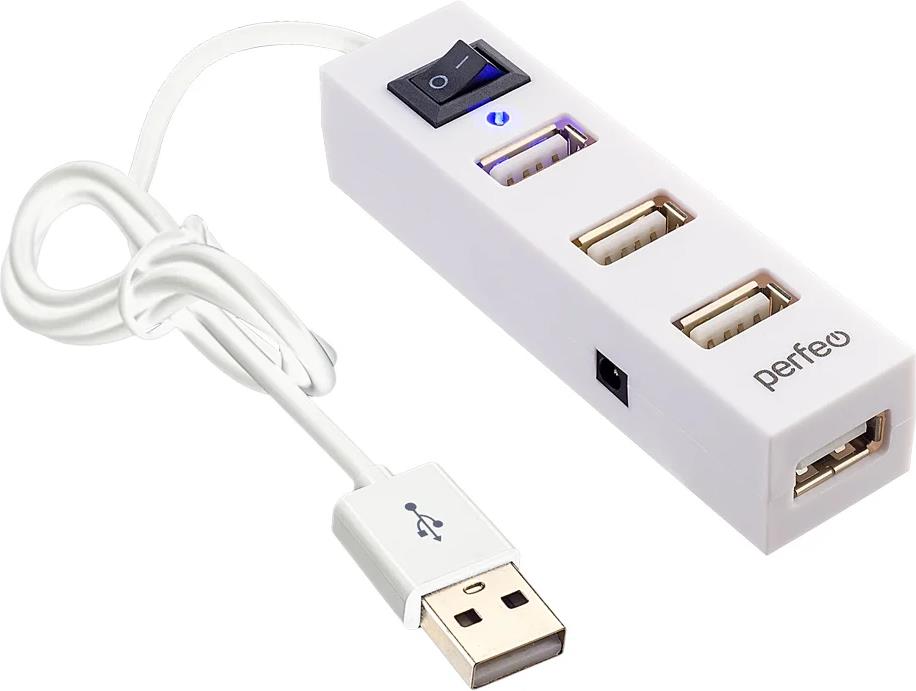USB-хаб "Perfeo" (PF D0801) USB-HUB 4 Port, (PF-H045 White) белый