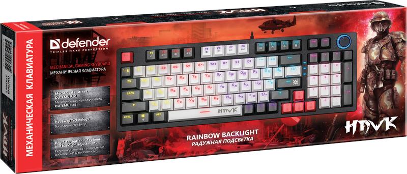 Клавиатура "Defender" (45418) Hawk GK-418 RU,радужный/красный,механическая