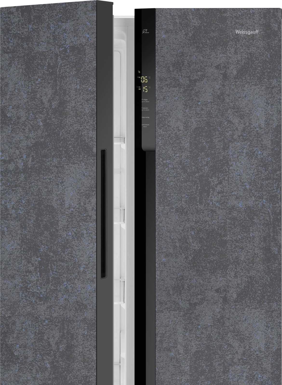 Холодильник "Weissgauff" WSBS500 Inverter NoFrost Rock Glass серый