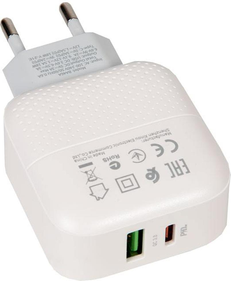 СЗУ "Borofone" (6931474727343) BA46A White 1USB 3.0A QC3.0 быстрая зарядка