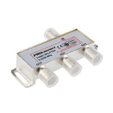 Разъем "Proconnect" (05-6202-4) ДЕЛИТЕЛЬ ТВ Х 3 ПОД F РАЗЪЁМ 5-2500 МГЦ "СПУТНИК"