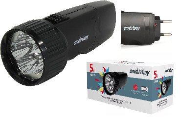 Фонарь "Smartbuy" SBF-44-B 5 LED с прямой зарядкой