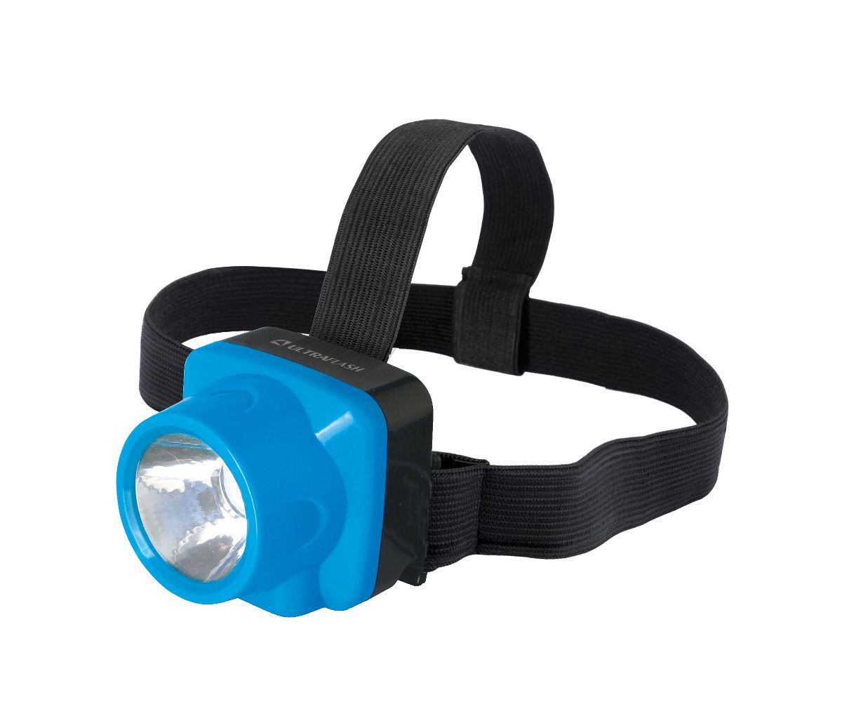Фонарь "Ultraflash" LED5375 (фонарь налобн аккум 220В, голубой, 1 Ватт LED, 2 реж, пласт,