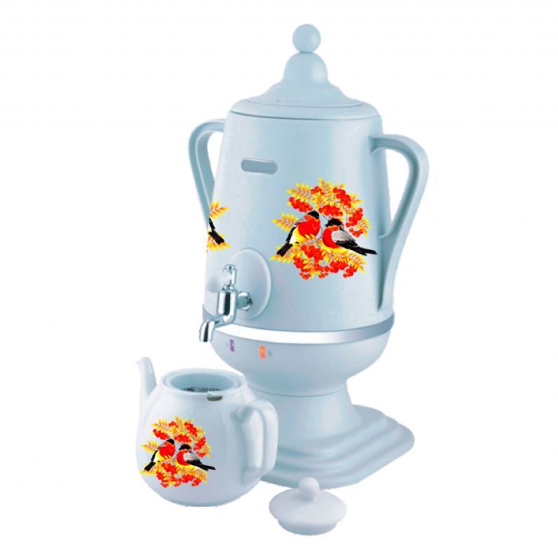 Самовар "Добрыня" DO-433 4л/1л,бел./керам. Снегирь
