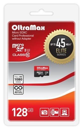 Карта памяти "Oltramax" 128GB microSDXC Class 10 UHS-1 Elite [OM128GCSDXC10UHS-1-ElU1 w]