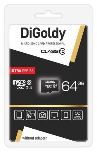 Карта памяти "Digoldy" 64GB microSDXC Class10 UHS-1 [DG064GCSDXC10 UHS-1-AD w]