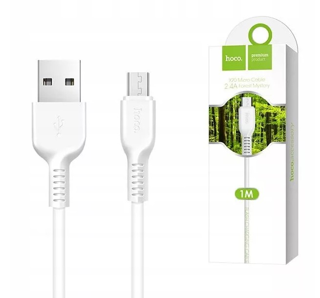 Кабель "Hoco" X20 USB (m)-microUSB (m) 1.0м 2.0A силикон белый