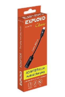 Переходник "Exployd" EX-AD-758 Jack 3,5mm - 8 Pin Classic черный