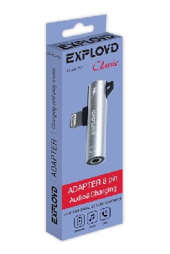 Переходник "Exployd" EX-AD-757 Jack 3,5mm - 8 Pin Classic серебро