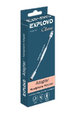 Переходник "Exployd" EX-AD-760 Jack 3,5mm - 8 Pin bluetooth белый Classic