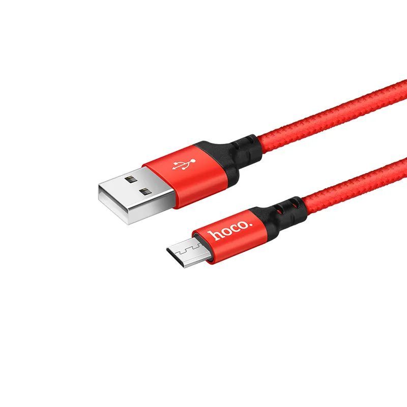 Кабель "Hoco" X14/ USB кабель Micro/ 2m/ 1.7A/ Нейлон/ Red&Black