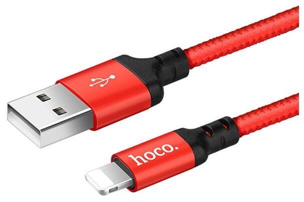 Кабель "Hoco" (19153) USB 2.0 HOCO X14, AM/LIGHTNING M, черно-красный, 2м