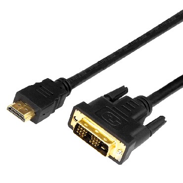 Кабель "Rexant" (17-6304) ШНУР HDMI - DVI-D С ФИЛЬТРАМИ, ДЛИНА 2 МЕТРА (GOLD) (PE ПАКЕТ)