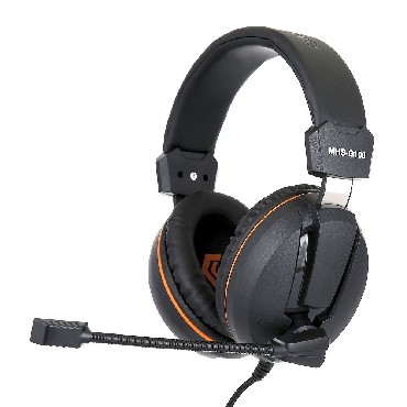 Наушники "Gembird" MHS-G100 с микрофоном, черный/оранж, 2.5м