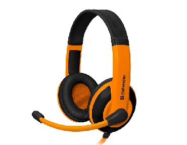 Наушники + микрофон "Defender" (64099) WARHEAD G-120 черный /оранжевый