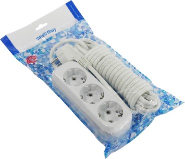 Удлинитель "SmartBuy" SBE-16-3-02-Z 3 гнезда 2 метра (16А/3.5кВт, ПВС 3х1.0)