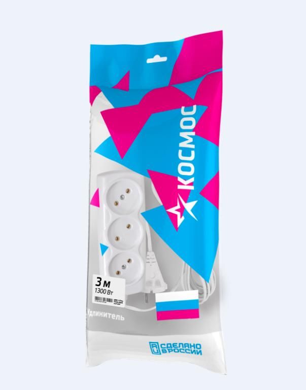 Удлинитель "Космос" YKsm-3m-3g(6A)E P16-010