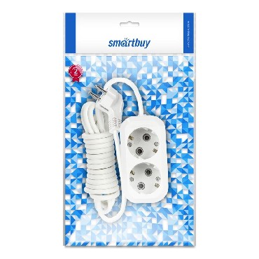 Удлинитель "SmartBuy" SBE-16-2-03-Z 2 гнезда 3 метра (16А/3.5кВт, ПВС 3х1.0)