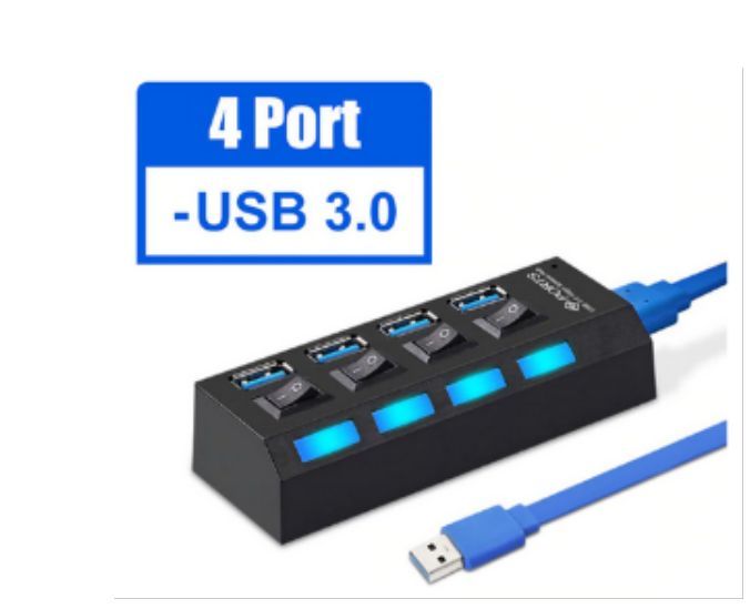 USB-хаб "Smartbuy" (SBHA-7304-B) USB 3.0 хаб + выкл., 4 порта, черный