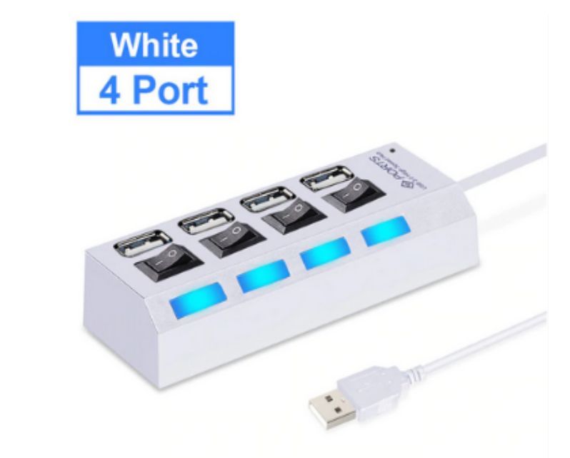 USB-хаб "Smartbuy" (SBHA-7204-B) USB 2.0 хаб + выкл., 4 порта, белый