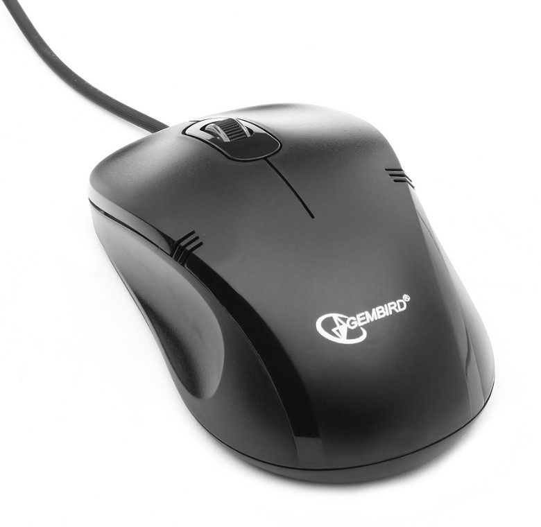 Мышь "Gembird" MOP-100 USB, черный, 3кн, 1000dpi, 1.45м