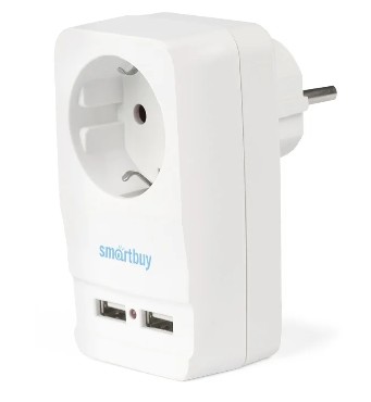 Адаптер-розетка "Smartbuy" (SBE-16-A05-USB) адаптер - розетка, 2 USB