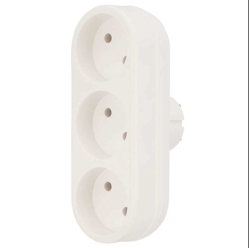 Тройник "REXANT" (11-1078) эл. линейный 6А без заземления, белый