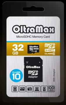 Карта памяти "Oltramax" MicroSDHC 32GB Class10 + адаптер SD