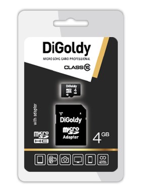 Карта памяти "Digoldy" 4GB microSDHC Class10 + адаптер SD