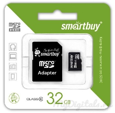 Карта памяти "Smartbuy" MicroSDHC 32GB Class10 LE + адаптер