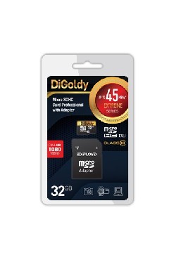 Карта памяти "Digoldy" MicroSDXC 32GB Class10 + адаптер SD (45MB/s)