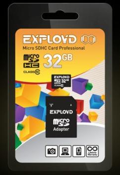 Карта памяти "Exployd" MicroSDHC 32GB Class10 + адаптер SD