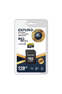 Карта памяти "Exployd" MicroSDXC 128GB Class10 + адаптер SD (95MB/s)