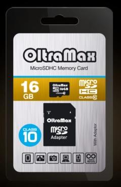 Карта памяти "Oltramax" MicroSDHC 16GB Class10 + адаптер SD