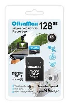 Карта памяти "Oltramax" 128GB microSDXC Class 10 (U3) V30 Recorder с адаптером SD 95 MB/s