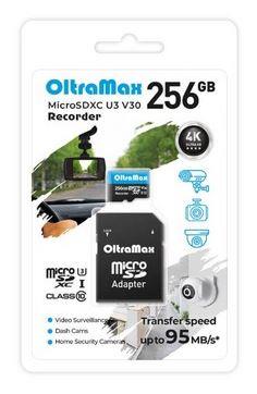 Карта памяти "Oltramax" 256GB microSDXC Class 10 (U3) V30 Recorder с адаптером SD 95 MB/s