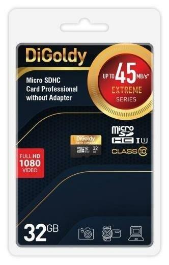 Карта памяти "Digoldy" 32GB microSDHC Class 10 UHS-1 Extreme [DG032GCSDHC10UHS-1-ElU1 w]