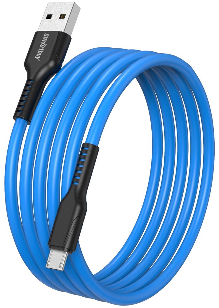 Кабель "Smartbuy" (iK-12-S21bb) S21 MicroUSB синий, 2.4 А, сил., 1 м