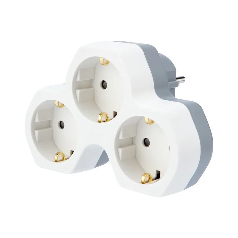 Тройник электрический "Rexant" (11-1088) 16 А С ЗАЗЕМЛЕНИЕМ И ЗАЩИТНЫМИ ШТОРКАМИ, БЕЛЫЙ